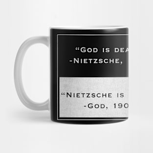 nietzsche and god retro meme Mug